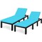 Costway 2PCS Patio Rattan Lounge Chair Height Adjustable Turquoise